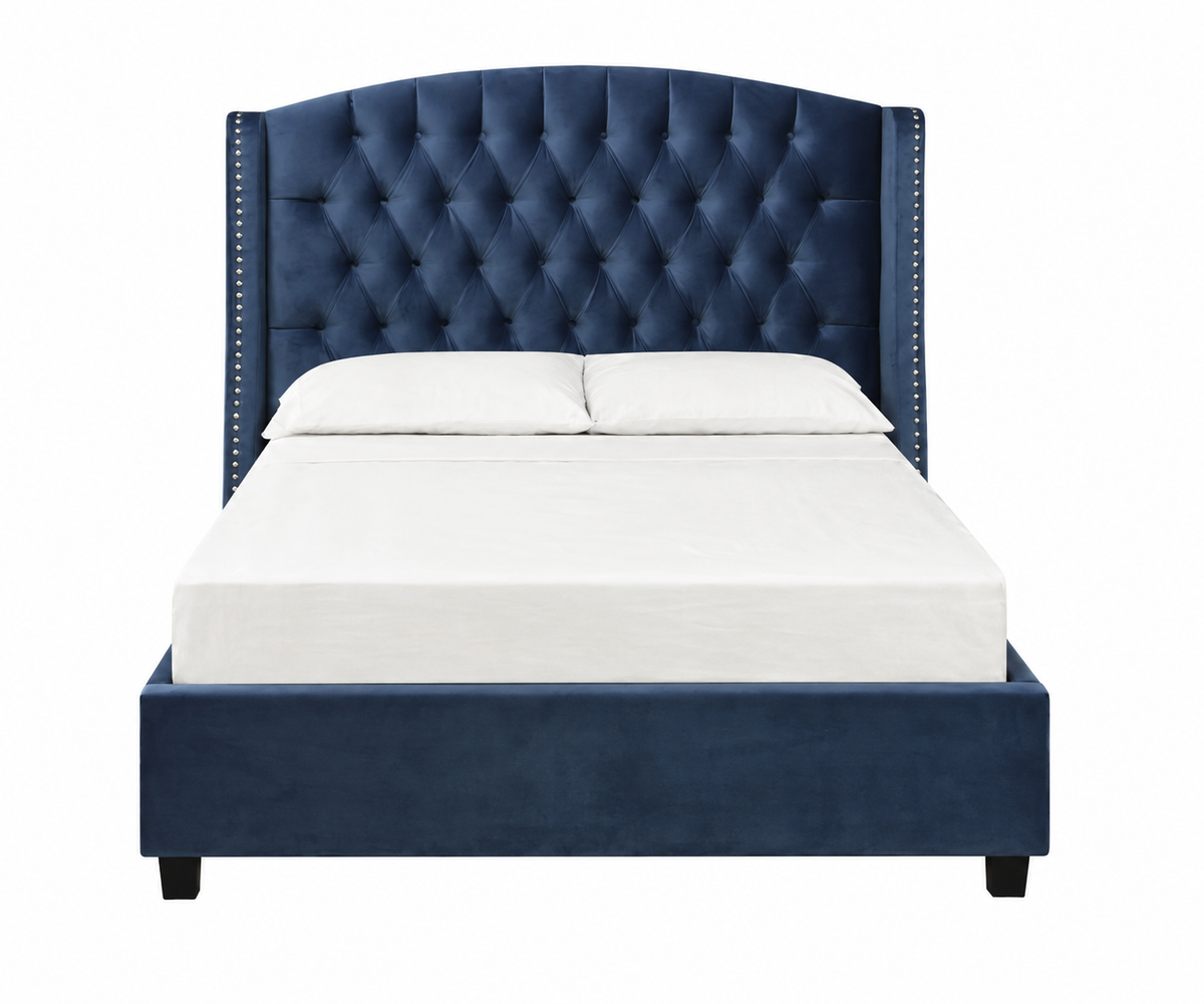 Pasadena Platform Bed - Blue Velvet