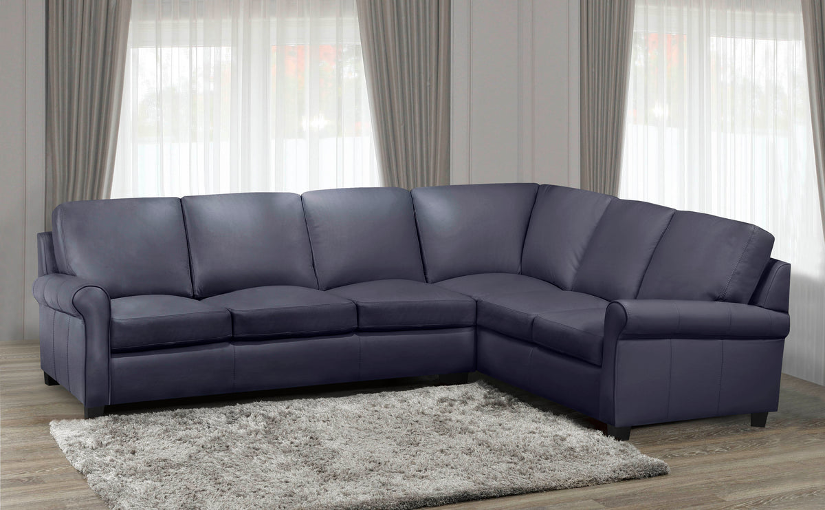 Lima Sectional - Navy Genuine Leather