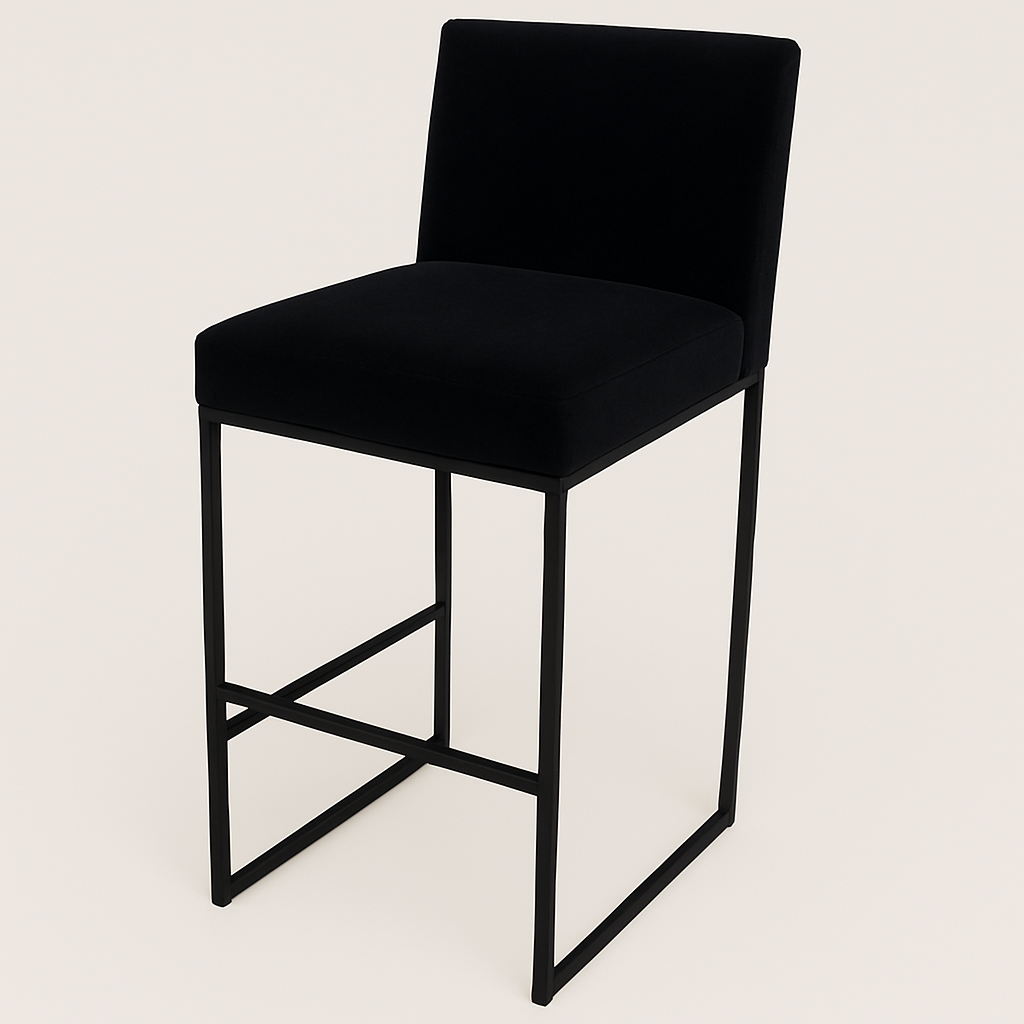 Milo Bar/Counter Stool - Matte Black & Black Velvet