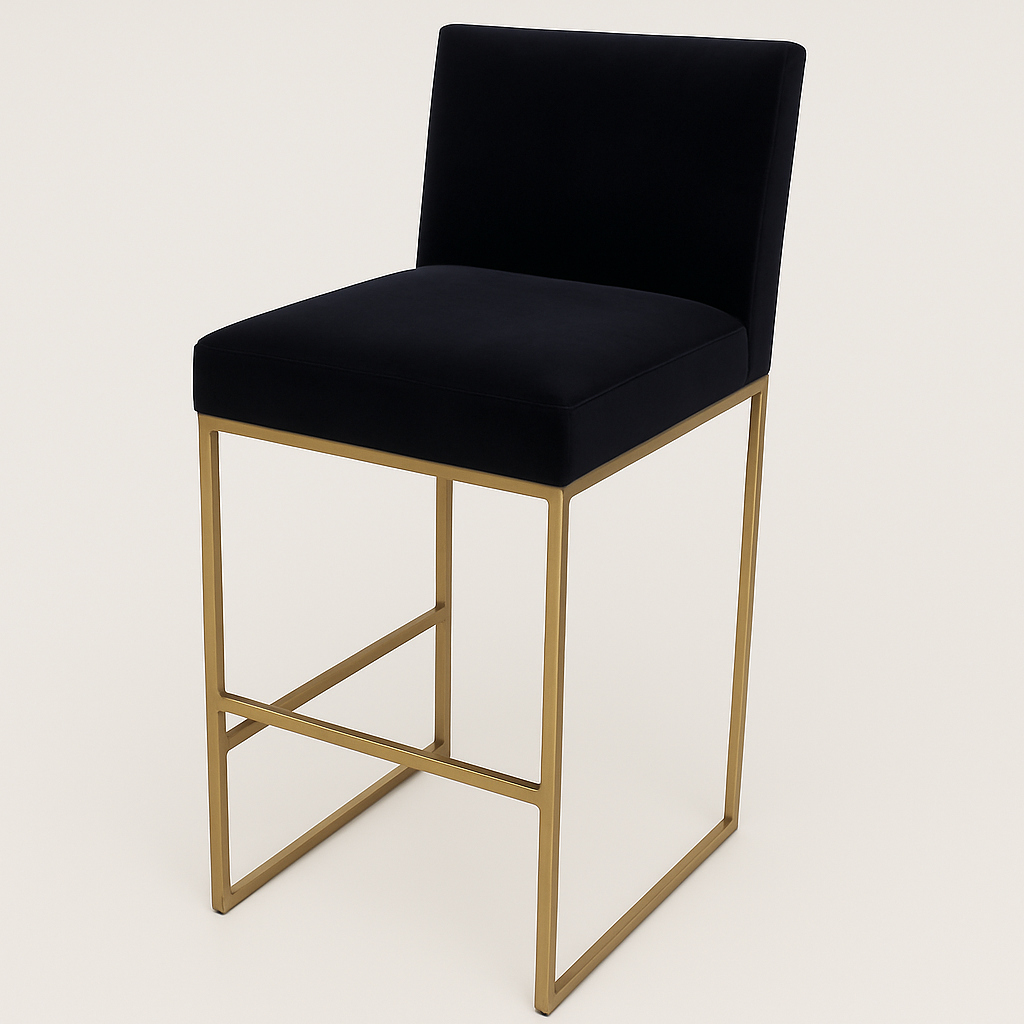 Milo Bar/Counter Stool - Gold & Black Velvet