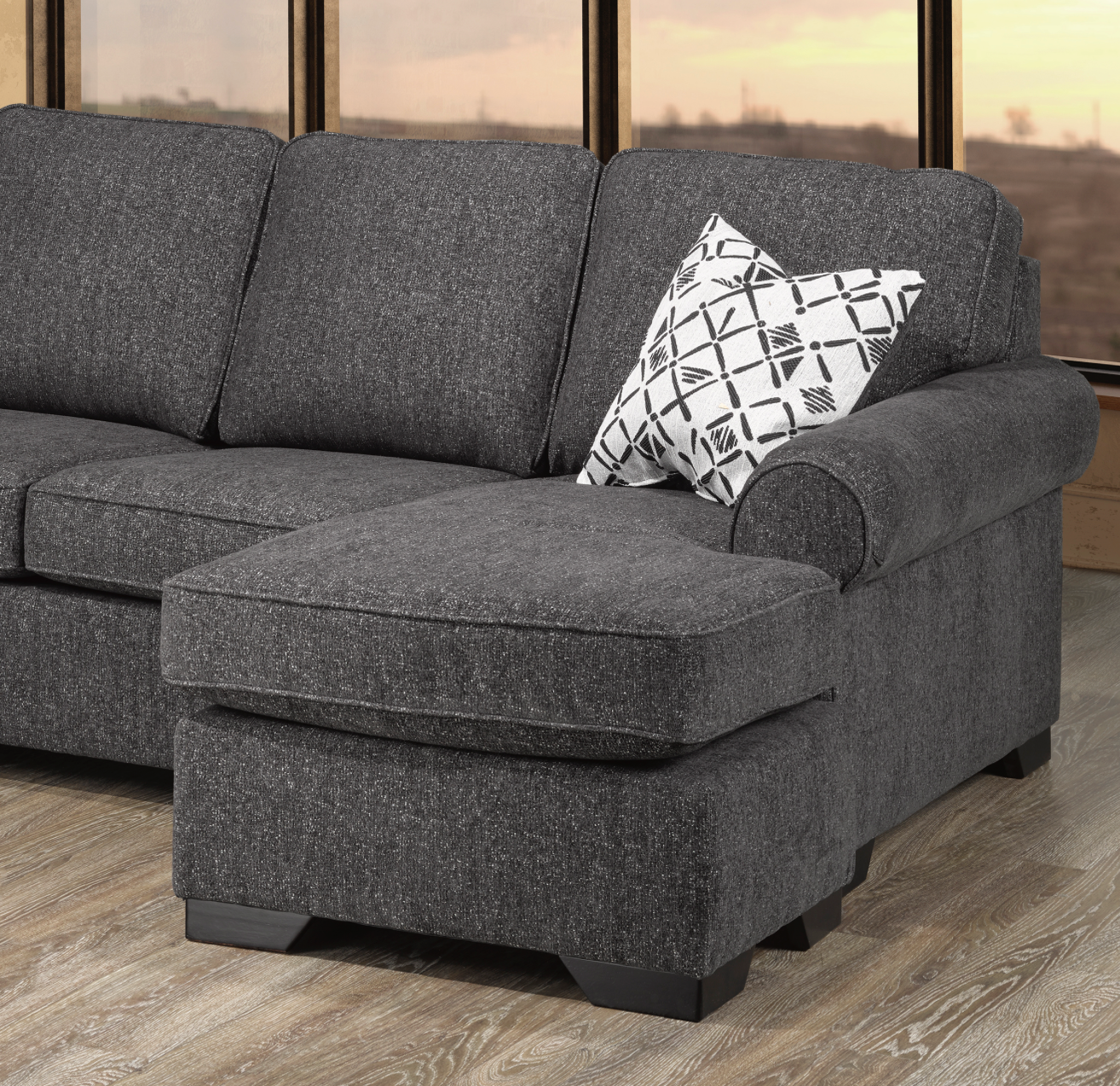 Loretto Cuddler Sectional - Dark Grey